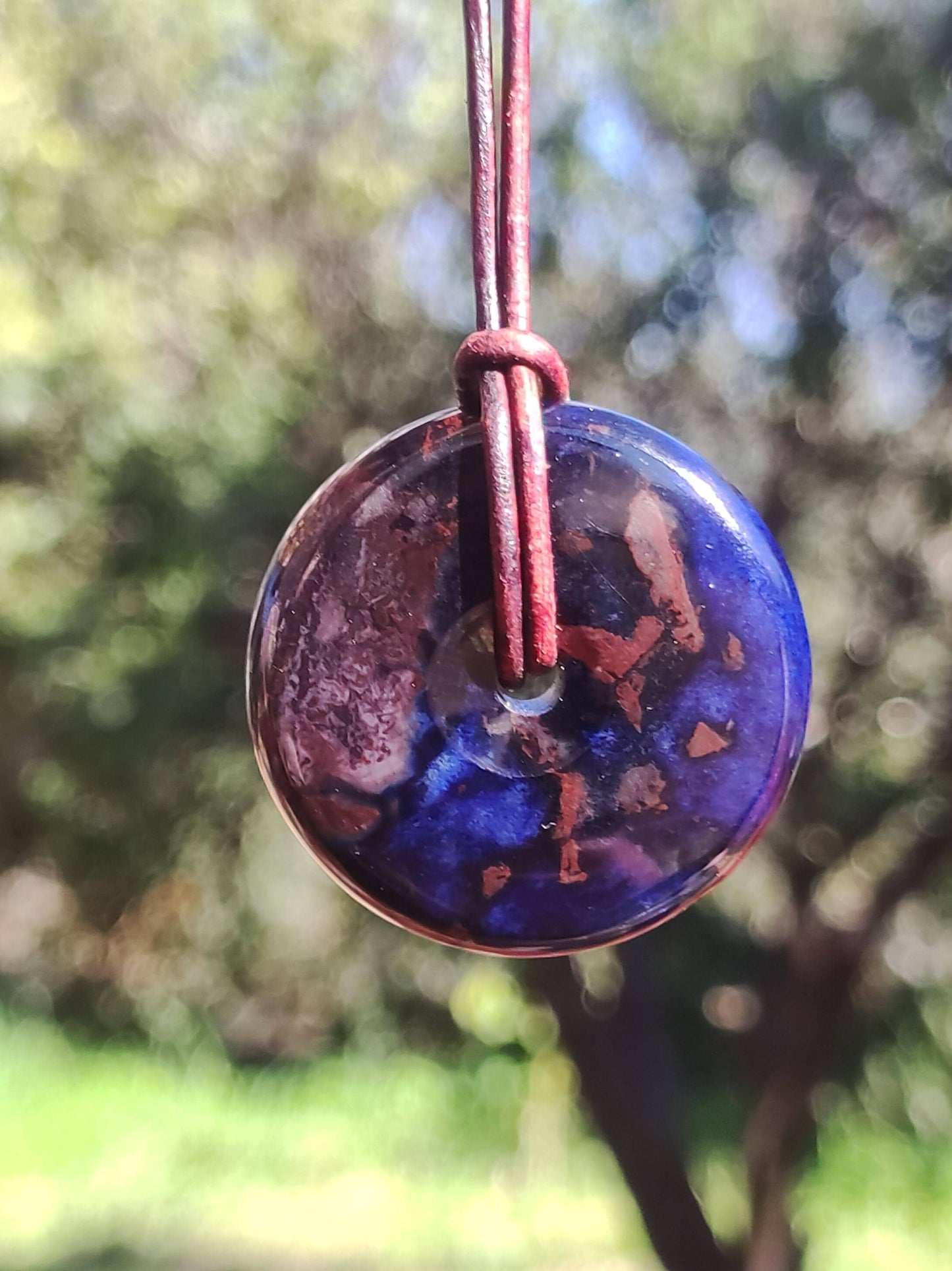 Sugilite &amp; Richterite Bustamite Protection Donut Gemstone Crystal Healing Stone Rarity Rare Collector Sugilite red blue purple pendant round gift