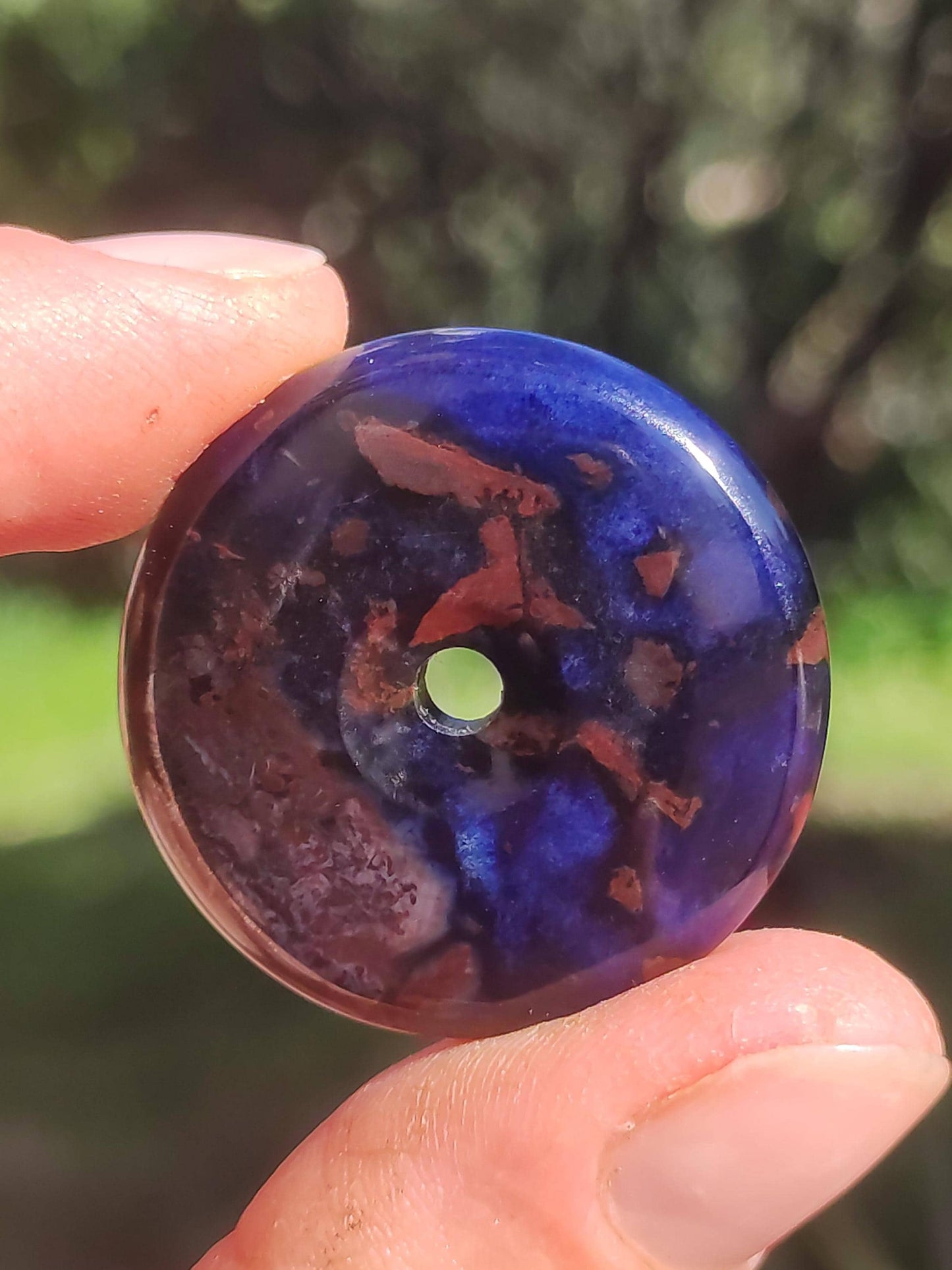 Sugilite &amp; Richterite Bustamite Protection Donut Gemstone Crystal Healing Stone Rarity Rare Collector Sugilite red blue purple pendant round gift