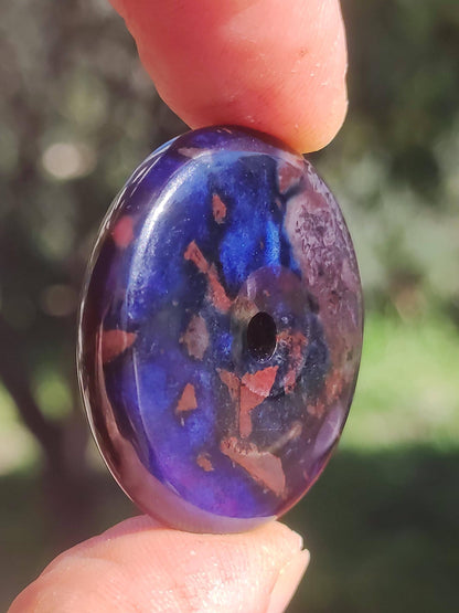 Sugilite &amp; Richterite Bustamite Protection Donut Gemstone Crystal Healing Stone Rarity Rare Collector Sugilite red blue purple pendant round gift