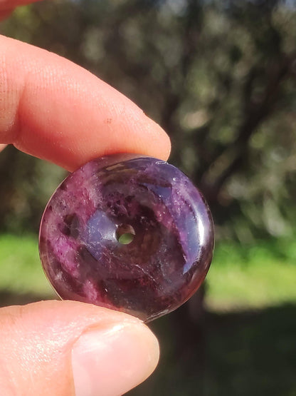 Sugilite protection donut gemstone crystal healing stone rarity rare collector sugilite purple pendant round gift man woman he her friend violet