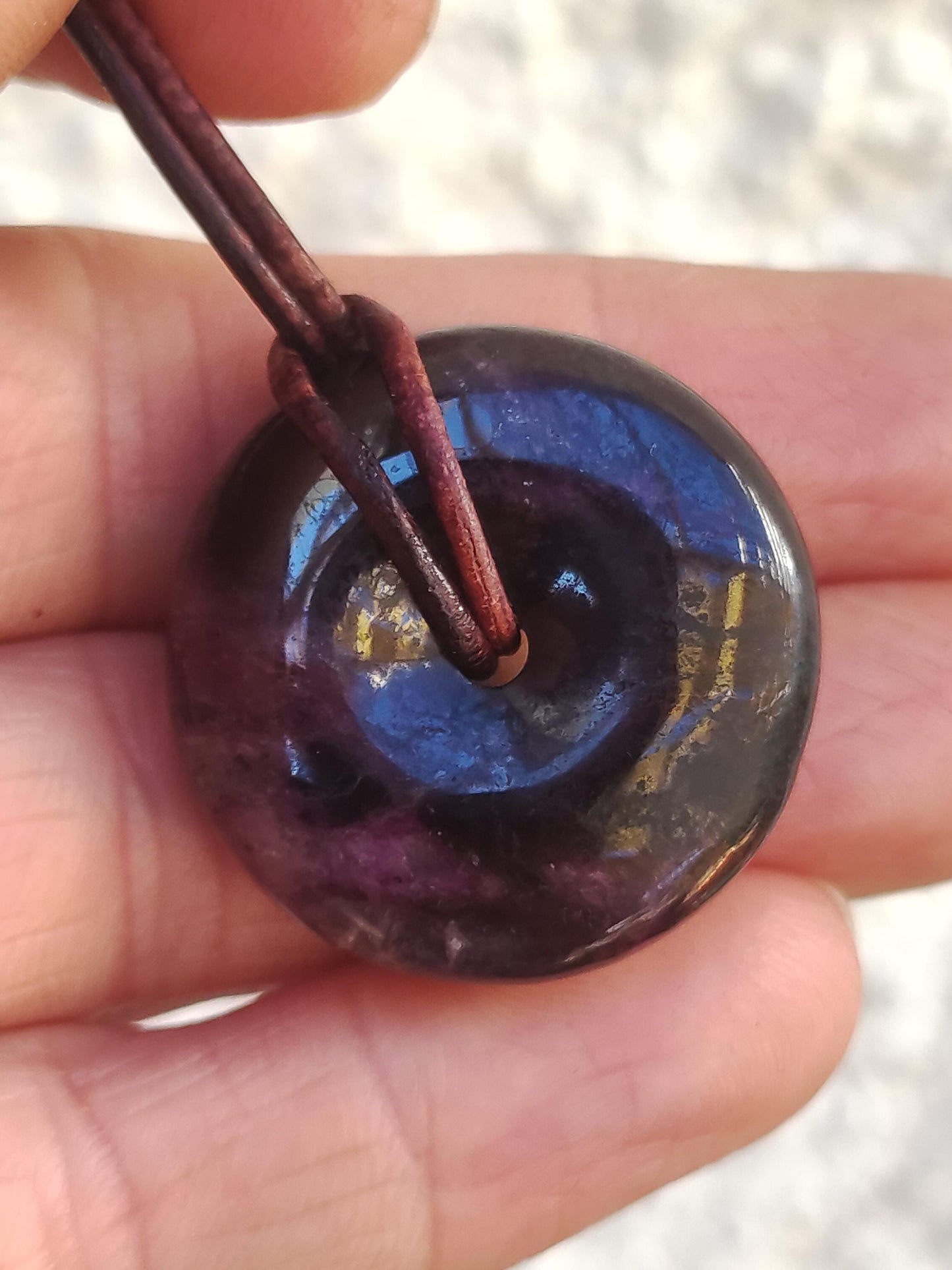 Sugilite protection donut gemstone crystal healing stone rarity rare collector sugilite purple pendant round gift man woman he her friend violet