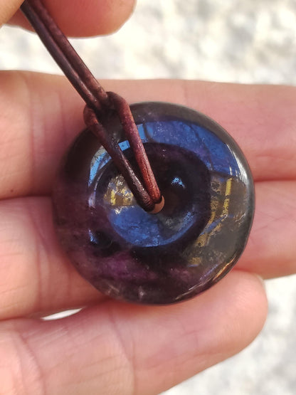 Sugilite protection donut gemstone crystal healing stone rarity rare collector sugilite purple pendant round gift man woman he her friend violet