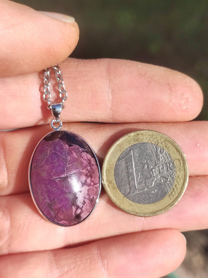 Sugilite / Sugilite avec monture en argent 925 collier de pierres précieuses violettes pierre de guérison naturelle énergie rareté homme femme lui son cadeau noble de haute qualité