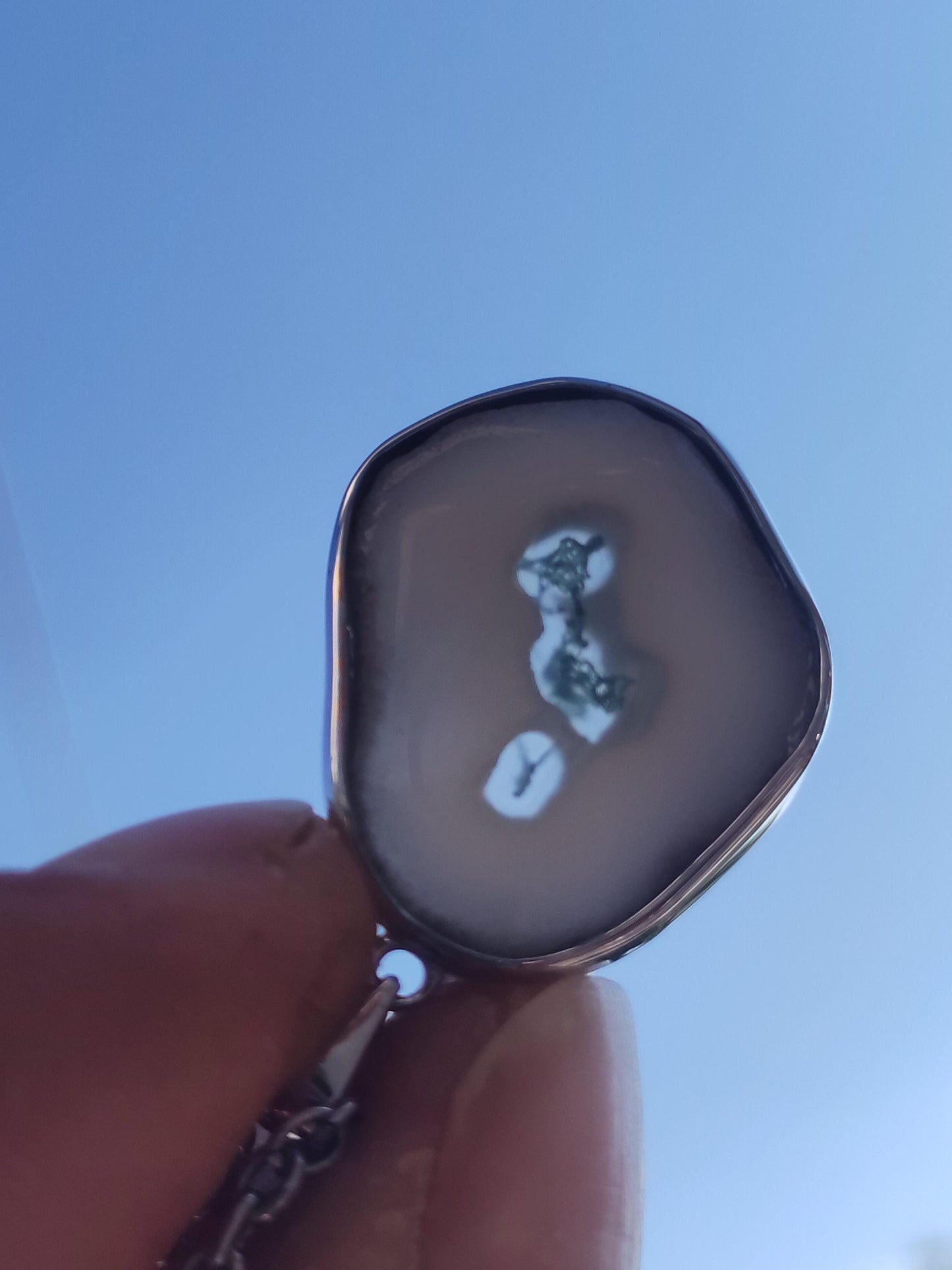 Collier en argent sterling 925 avec quartz mousse solaire, pierre précieuse naturelle blanche, protection, rareté, guérison, cristal, homme, femme, lui, elle, cadeau, ami, frère
