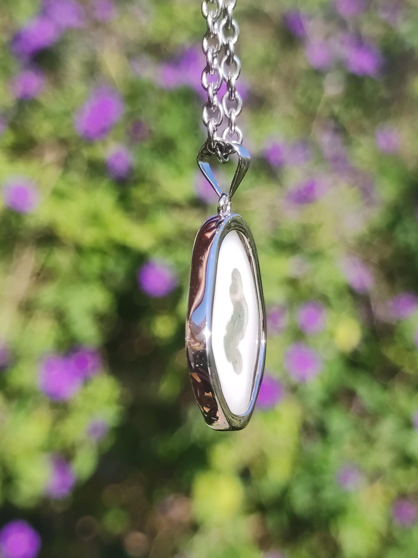 Collier en argent sterling 925 avec quartz mousse solaire, pierre précieuse naturelle blanche, protection, rareté, guérison, cristal, homme, femme, lui, elle, cadeau, ami, frère