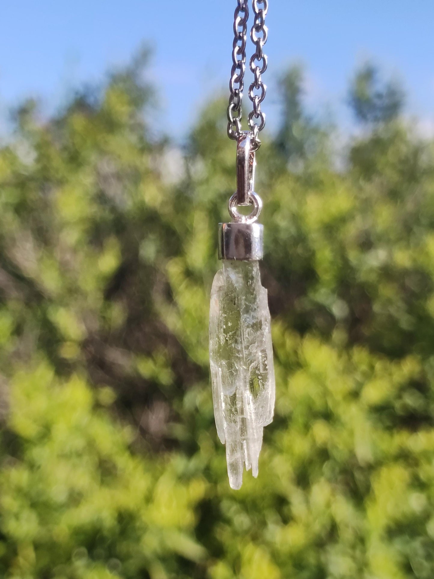 Hiddenite AAA *Rarité* ~ Argent sterling 925 ~ Collier de pierres précieuses ~HIPPIE ~GOA ~Boho ~Ethno ~Nature ~Pierre de guérison