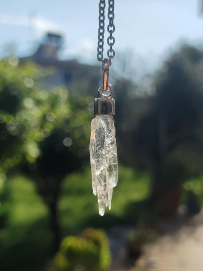 Hiddenite AAA *Rarité* ~ Argent sterling 925 ~ Collier de pierres précieuses ~HIPPIE ~GOA ~Boho ~Ethno ~Nature ~Pierre de guérison