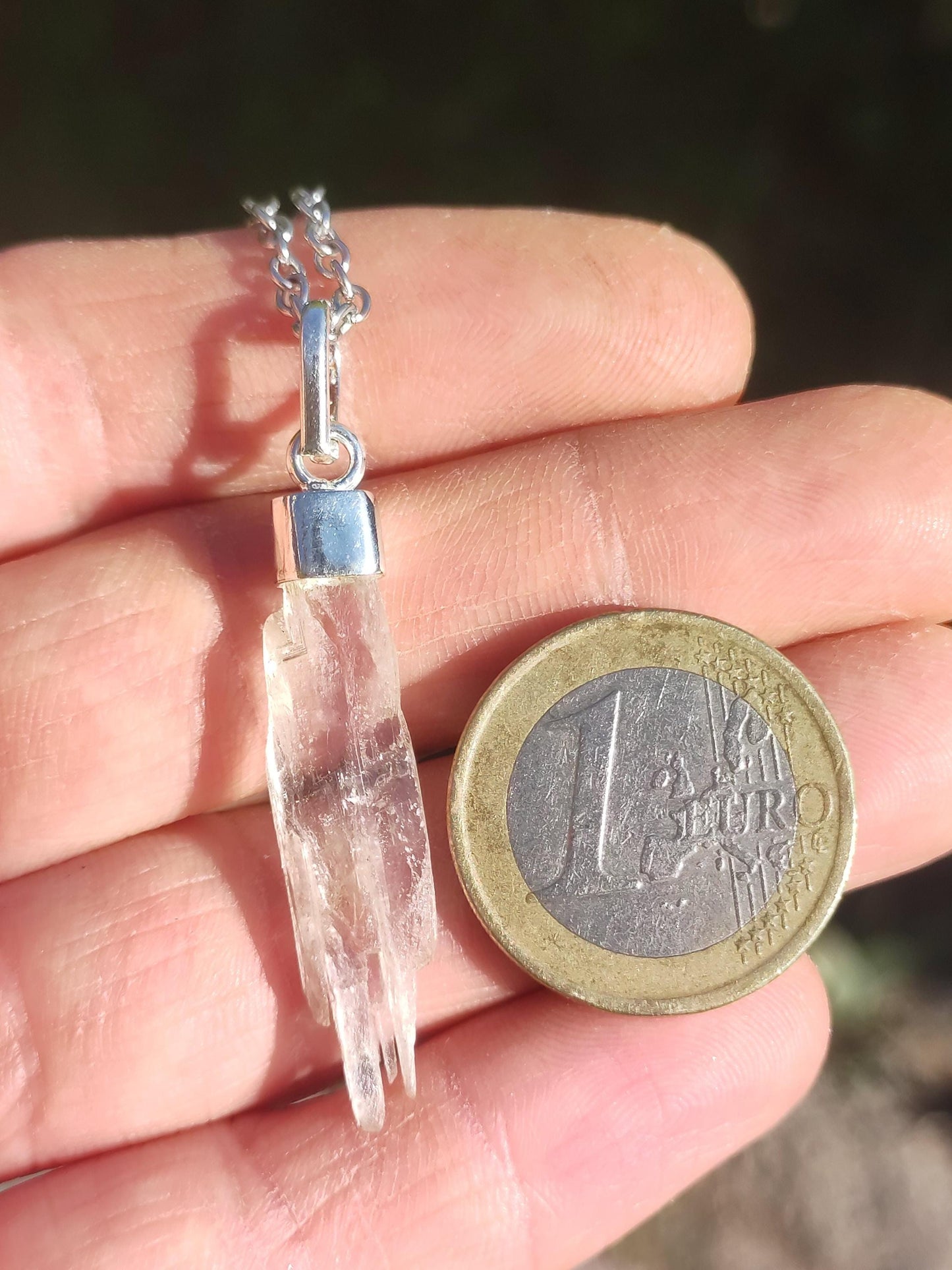 Hiddenite AAA *Rarité* ~ Argent sterling 925 ~ Collier de pierres précieuses ~HIPPIE ~GOA ~Boho ~Ethno ~Nature ~Pierre de guérison