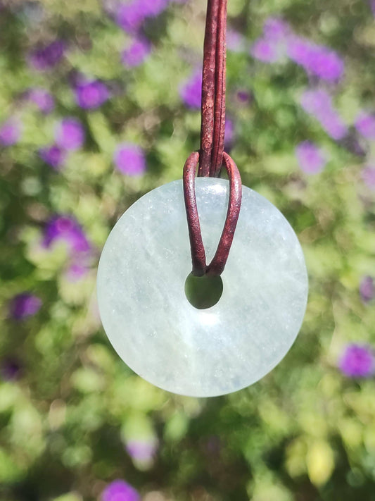 Aquamarin ~ Edelstein Donut Kette blau Rarität Natur Heilstein Kristall Anhänger Mann Frau Kind Er Sie Bruder Schwester Geschenk Qualität