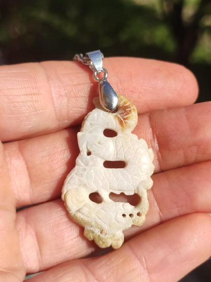 Birmanie Jade Un dragon de qualité *Rarité* Collier de pierres précieuses HIPPIE Boho Ethnique Pierre de guérison naturelle Rareté Bijoux en cristal Pendentif Nature Power Stone