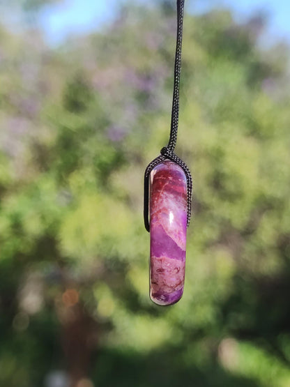 Sugilite protection donut gemstone crystal healing stone rarity rare collector sugilite purple pendant round gift man woman he her friend violet