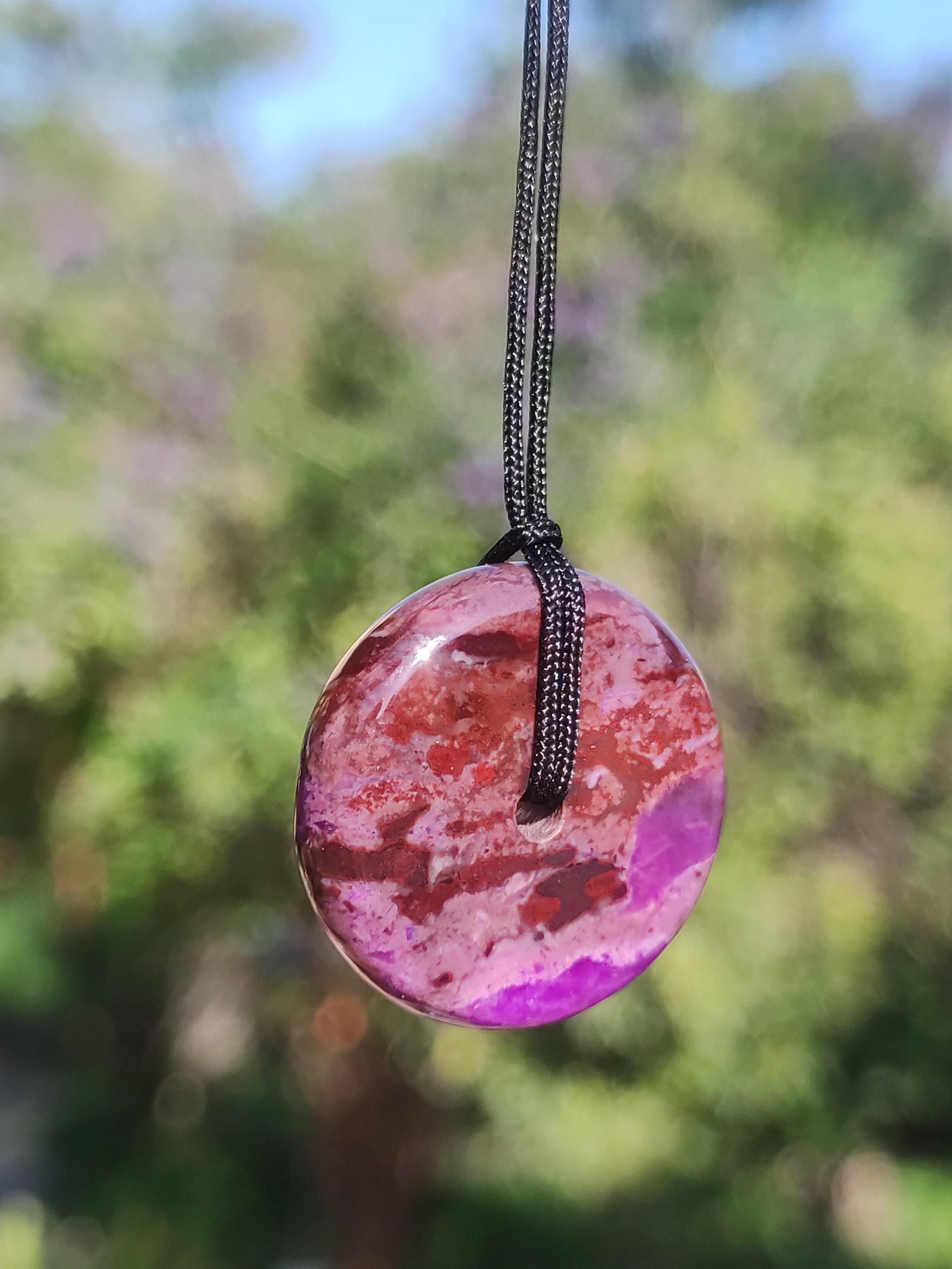 Sugilite protection donut gemstone crystal healing stone rarity rare collector sugilite purple pendant round gift man woman he her friend violet