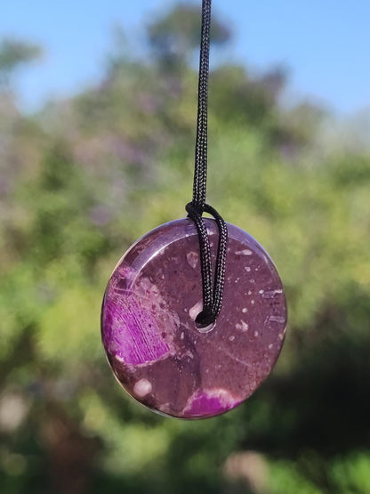 Sugilite protection donut gemstone crystal healing stone rarity rare collector sugilite purple pendant round gift man woman he her friend violet