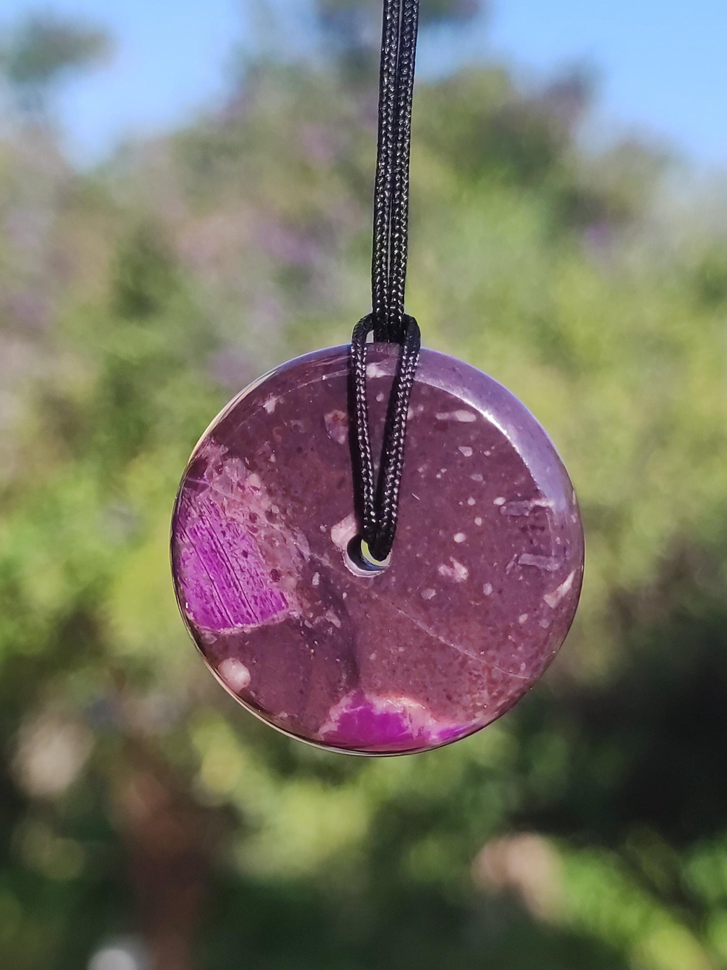 Sugilite protection donut gemstone crystal healing stone rarity rare collector sugilite purple pendant round gift man woman he her friend violet