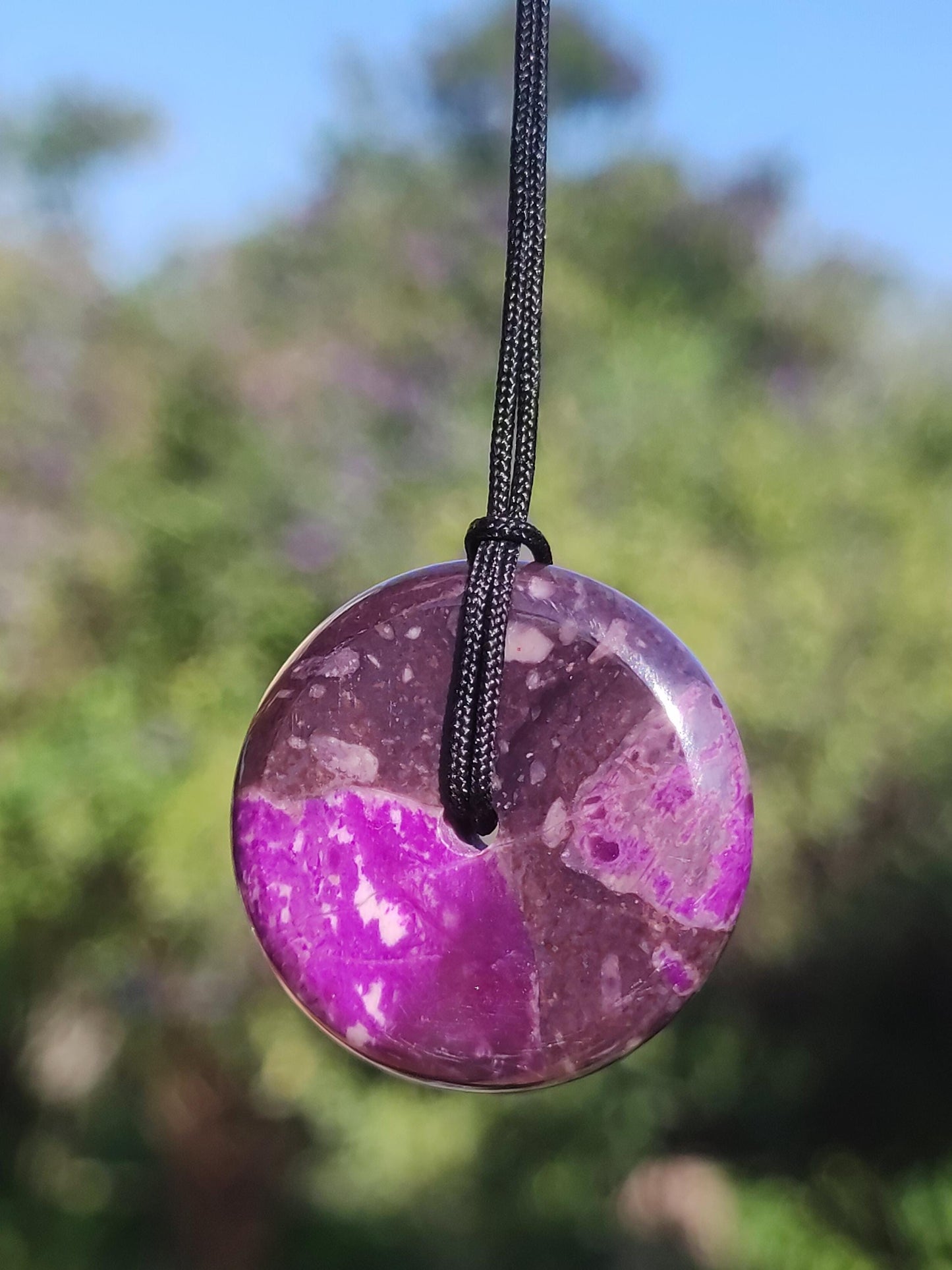 Sugilite protection donut gemstone crystal healing stone rarity rare collector sugilite purple pendant round gift man woman he her friend violet