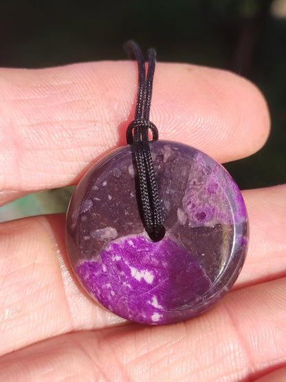 Sugilite protection donut gemstone crystal healing stone rarity rare collector sugilite purple pendant round gift man woman he her friend violet