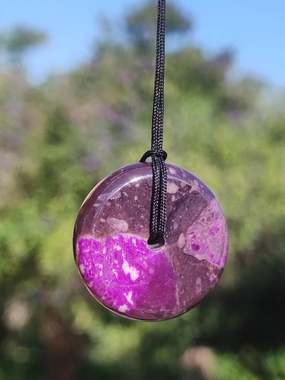 Sugilite protection donut gemstone crystal healing stone rarity rare collector sugilite purple pendant round gift man woman he her friend violet