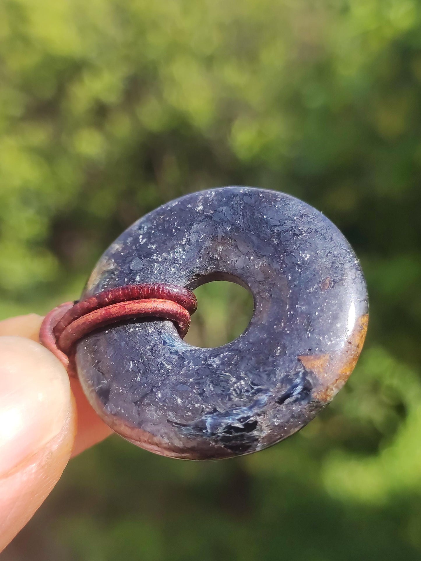 Pietersite Hématite bleue - Collier Donut Pierre précieuse Rareté Symbole de protection Pierre de guérison Cristal HIPPIE Boho Tibet Homme Femme Cadeau Lui Elle