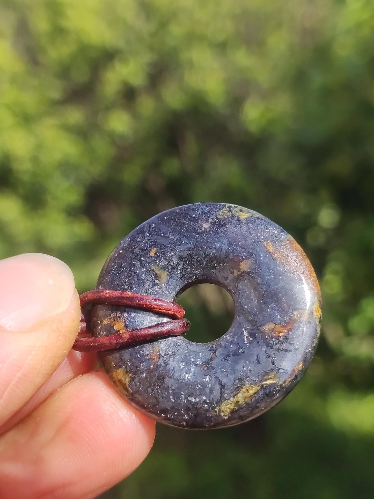 Pietersite Hématite bleue - Collier Donut Pierre précieuse Rareté Symbole de protection Pierre de guérison Cristal HIPPIE Boho Tibet Homme Femme Cadeau Lui Elle
