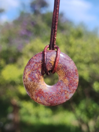 Pietersite rouge & or - Collier Donut en pierre précieuse Rareté rare Protection Pierre de guérison Cristal HIPPIE Boho Tibet Ethno Homme Femme Cadeau Lui Elle