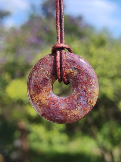 Pietersite rouge & or - Collier Donut en pierre précieuse Rareté rare Protection Pierre de guérison Cristal HIPPIE Boho Tibet Ethno Homme Femme Cadeau Lui Elle