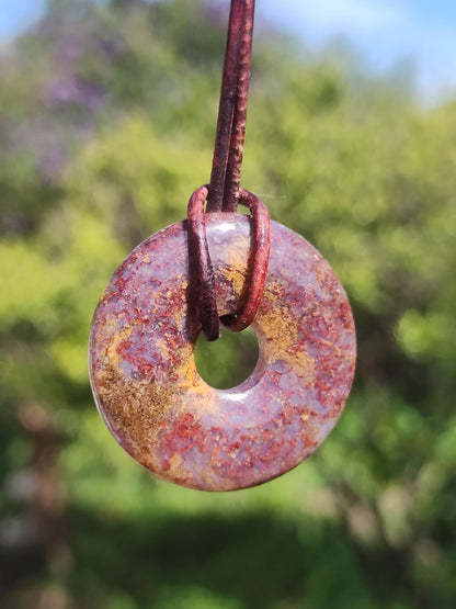 Pietersite rouge & or - Collier Donut en pierre précieuse Rareté rare Protection Pierre de guérison Cristal HIPPIE Boho Tibet Ethno Homme Femme Cadeau Lui Elle