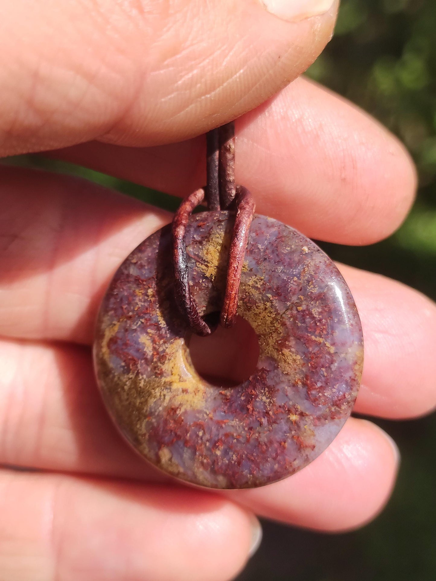 Pietersite rouge & or - Collier Donut en pierre précieuse Rareté rare Protection Pierre de guérison Cristal HIPPIE Boho Tibet Ethno Homme Femme Cadeau Lui Elle