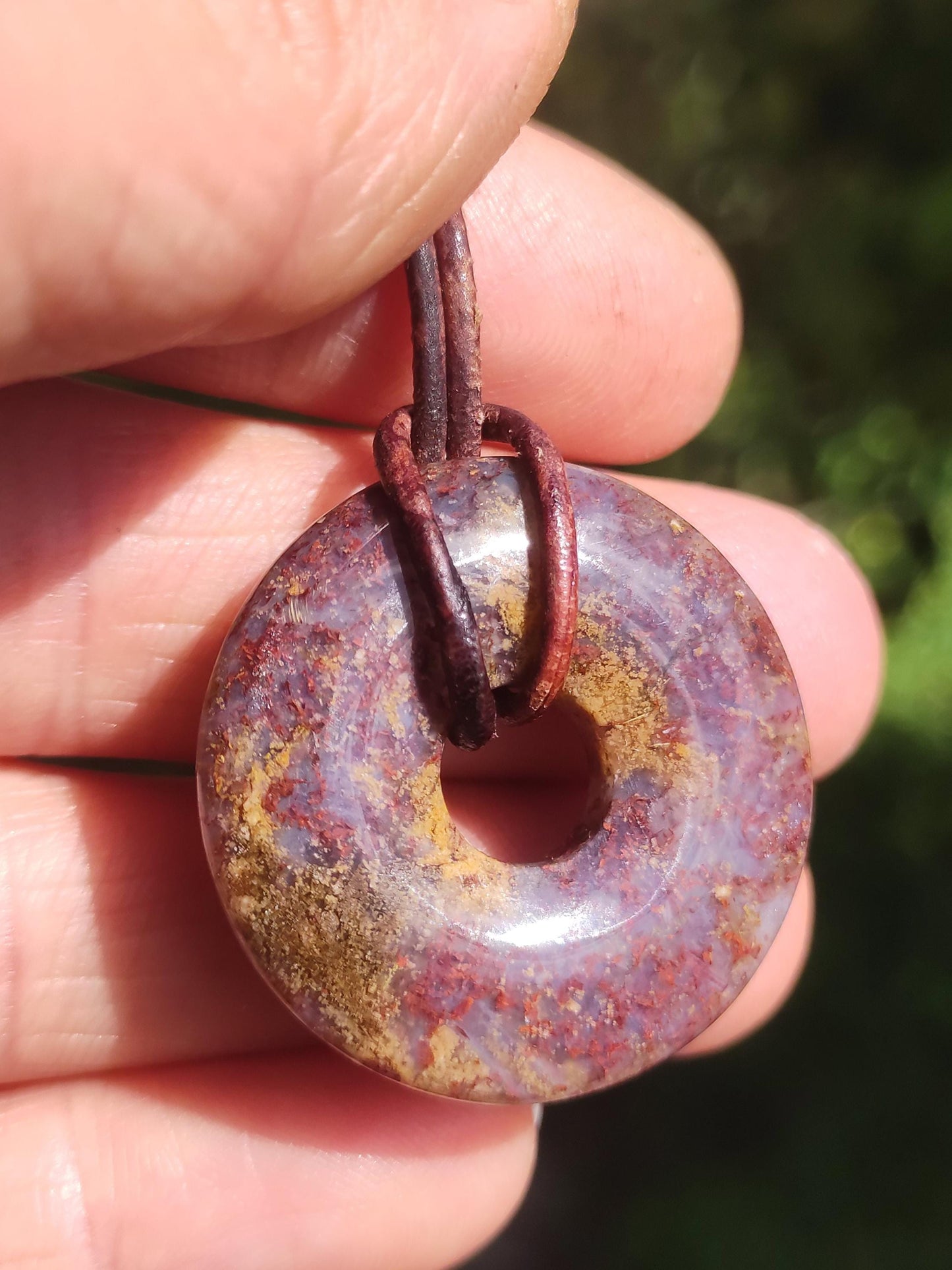Pietersite rouge & or - Collier Donut en pierre précieuse Rareté rare Protection Pierre de guérison Cristal HIPPIE Boho Tibet Ethno Homme Femme Cadeau Lui Elle