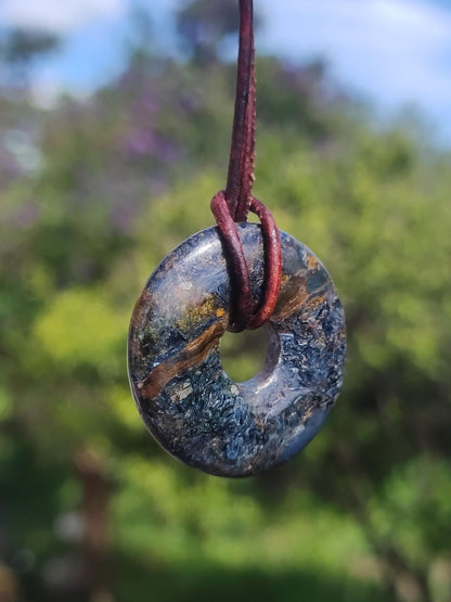 Pietersite bleu - collier de beignet de pierres précieuses rareté rare symbole de protection pierre de guérison cristal HIPPIE Boho Tibet ethnique homme femme lui offrir son