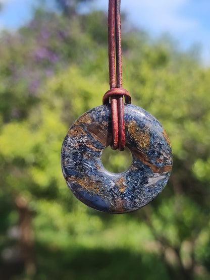 Pietersite bleu - collier de beignet de pierres précieuses rareté rare symbole de protection pierre de guérison cristal HIPPIE Boho Tibet ethnique homme femme lui offrir son