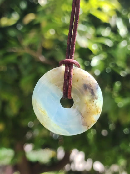 Opale Andine Opale Bleu ~ Collier de pierres précieuses HIPPIE GOA Boho Ethno Nature Donut Protection Symbole Pierre de guérison Chakra Collecteur Minéral Rareté Homme Femme