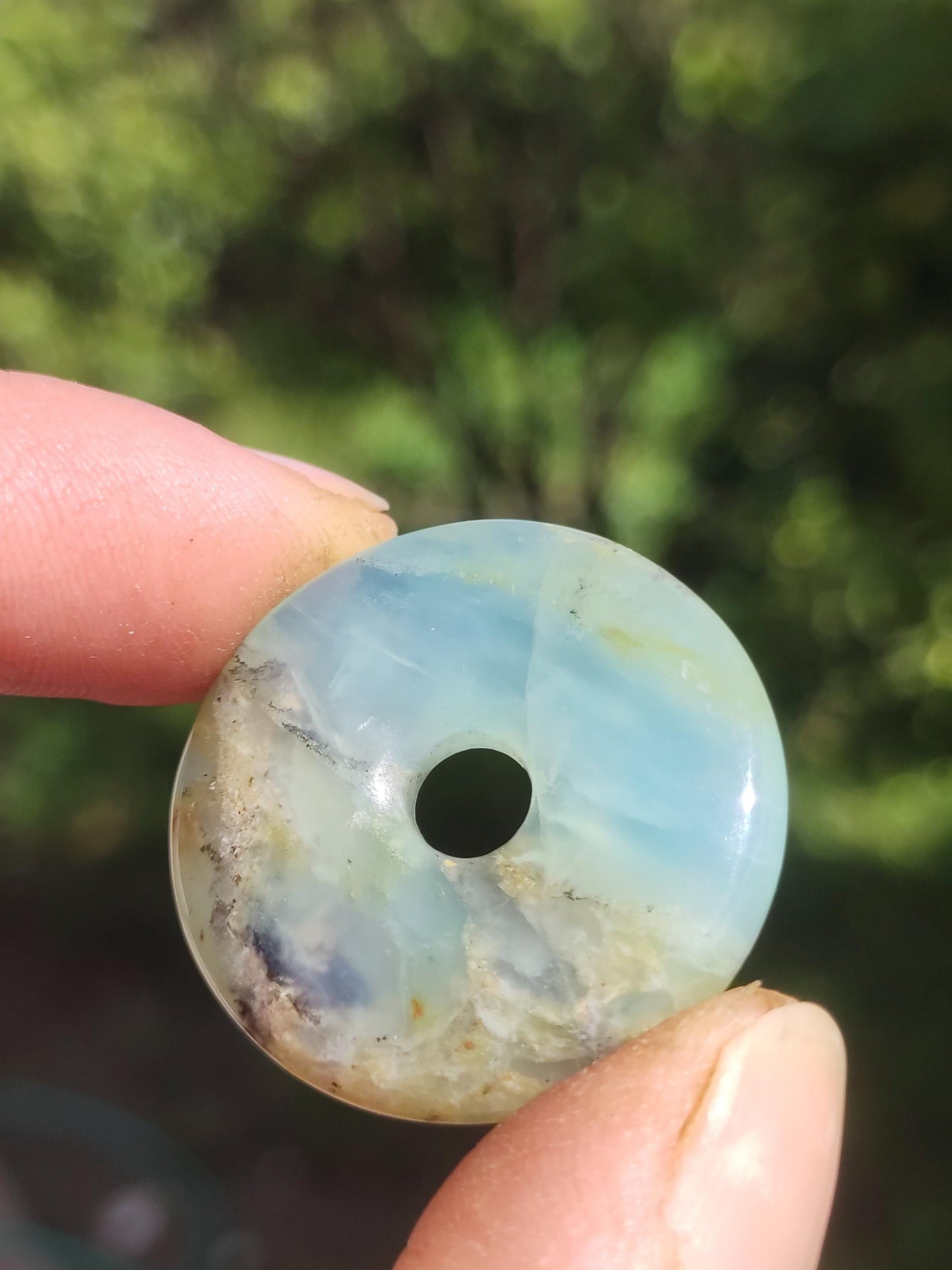 Opale Andine Opale Bleu ~ Collier de pierres précieuses HIPPIE GOA Boho Ethno Nature Donut Protection Symbole Pierre de guérison Chakra Collecteur Minéral Rareté Homme Femme