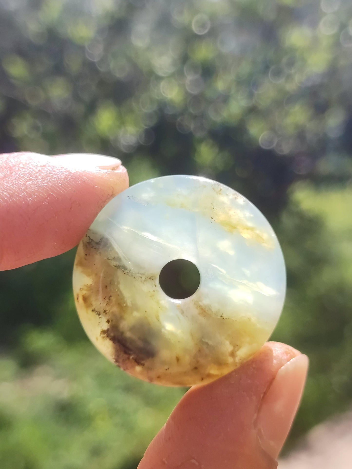 Opale Andine Opale Bleu ~ Collier de pierres précieuses HIPPIE GOA Boho Ethno Nature Donut Protection Symbole Pierre de guérison Chakra Collecteur Minéral Rareté Homme Femme