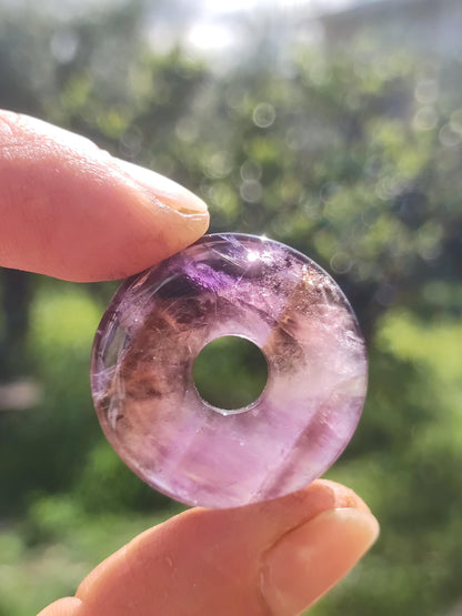 Amétrine (Améthyste et Citrine) ~ Collier de donuts en pierres précieuses Violet Pierre de guérison Symbole de protection Homme Femme Bonheur HIPPIE GOA Boho Ethnique Naturel Rareté Cadeau