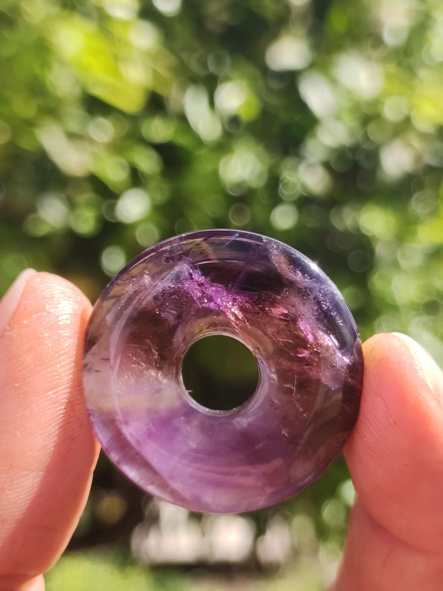 Amétrine (Améthyste et Citrine) ~ Collier de donuts en pierres précieuses Violet Pierre de guérison Symbole de protection Homme Femme Bonheur HIPPIE GOA Boho Ethnique Naturel Rareté Cadeau