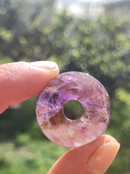 Amétrine (Améthyste et Citrine) ~ Collier de donuts en pierres précieuses Violet Pierre de guérison Symbole de protection Homme Femme Bonheur HIPPIE GOA Boho Ethnique Naturel Rareté Cadeau