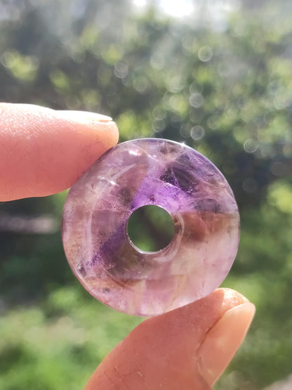 Amétrine (Améthyste et Citrine) ~ Collier de donuts en pierres précieuses Violet Pierre de guérison Symbole de protection Homme Femme Bonheur HIPPIE GOA Boho Ethnique Naturel Rareté Cadeau