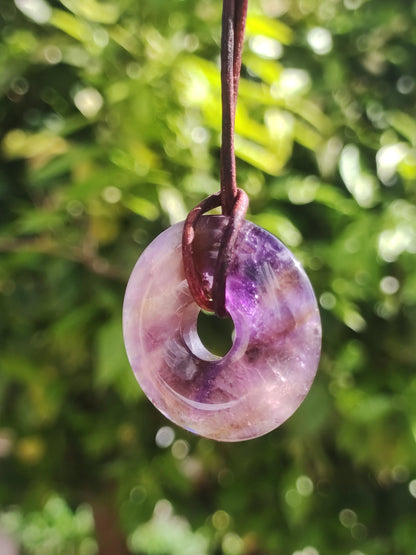 Amétrine (Améthyste et Citrine) ~ Collier de donuts en pierres précieuses Violet Pierre de guérison Symbole de protection Homme Femme Bonheur HIPPIE GOA Boho Ethnique Naturel Rareté Cadeau