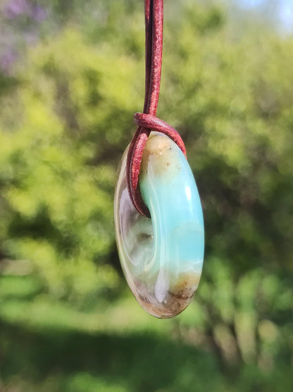 Opale Andine Opale Bleu ~ Collier de pierres précieuses HIPPIE GOA Boho Ethno Nature Donut Protection Symbole Pierre de guérison Chakra Collecteur Minéral Rareté Homme Femme