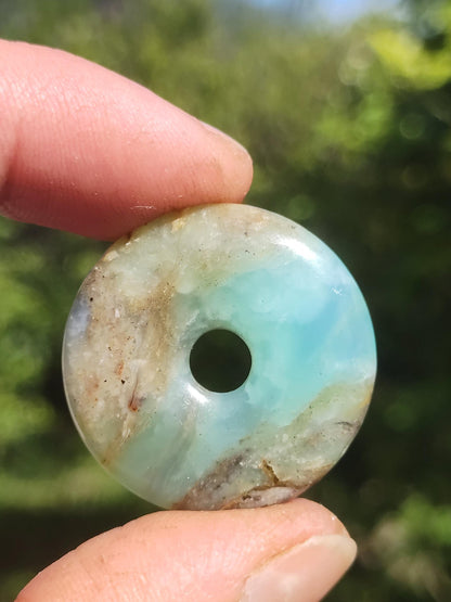 Opale Andine Opale Bleu ~ Collier de pierres précieuses HIPPIE GOA Boho Ethno Nature Donut Protection Symbole Pierre de guérison Chakra Collecteur Minéral Rareté Homme Femme