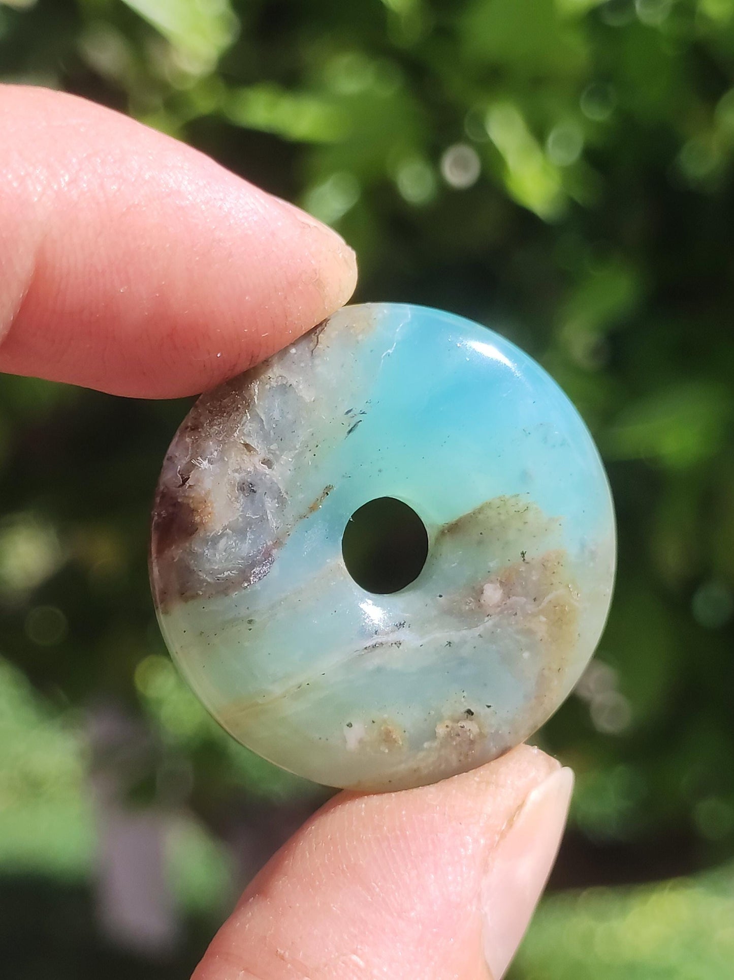 Opale Andine Opale Bleu ~ Collier de pierres précieuses HIPPIE GOA Boho Ethno Nature Donut Protection Symbole Pierre de guérison Chakra Collecteur Minéral Rareté Homme Femme