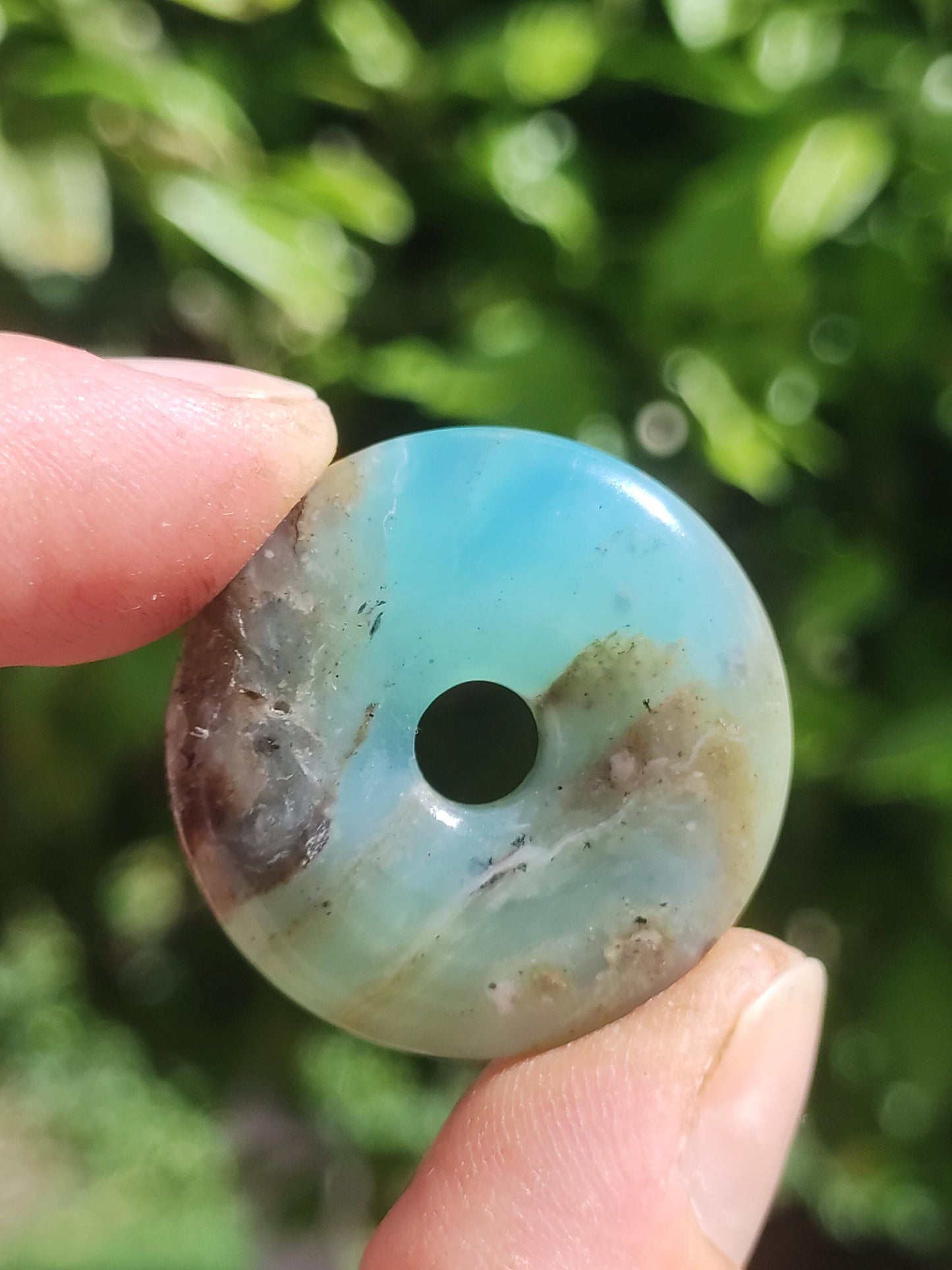 Opale Andine Opale Bleu ~ Collier de pierres précieuses HIPPIE GOA Boho Ethno Nature Donut Protection Symbole Pierre de guérison Chakra Collecteur Minéral Rareté Homme Femme