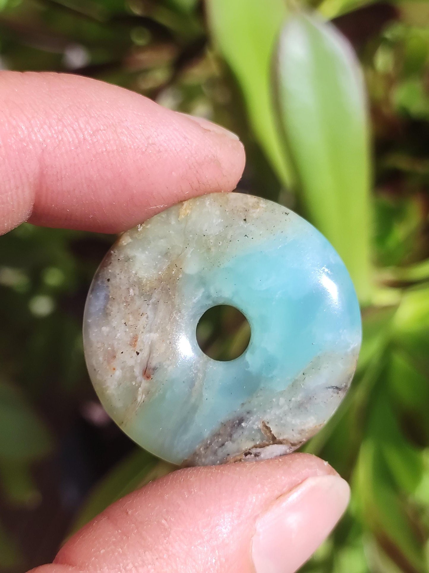 Opale Andine Opale Bleu ~ Collier de pierres précieuses HIPPIE GOA Boho Ethno Nature Donut Protection Symbole Pierre de guérison Chakra Collecteur Minéral Rareté Homme Femme