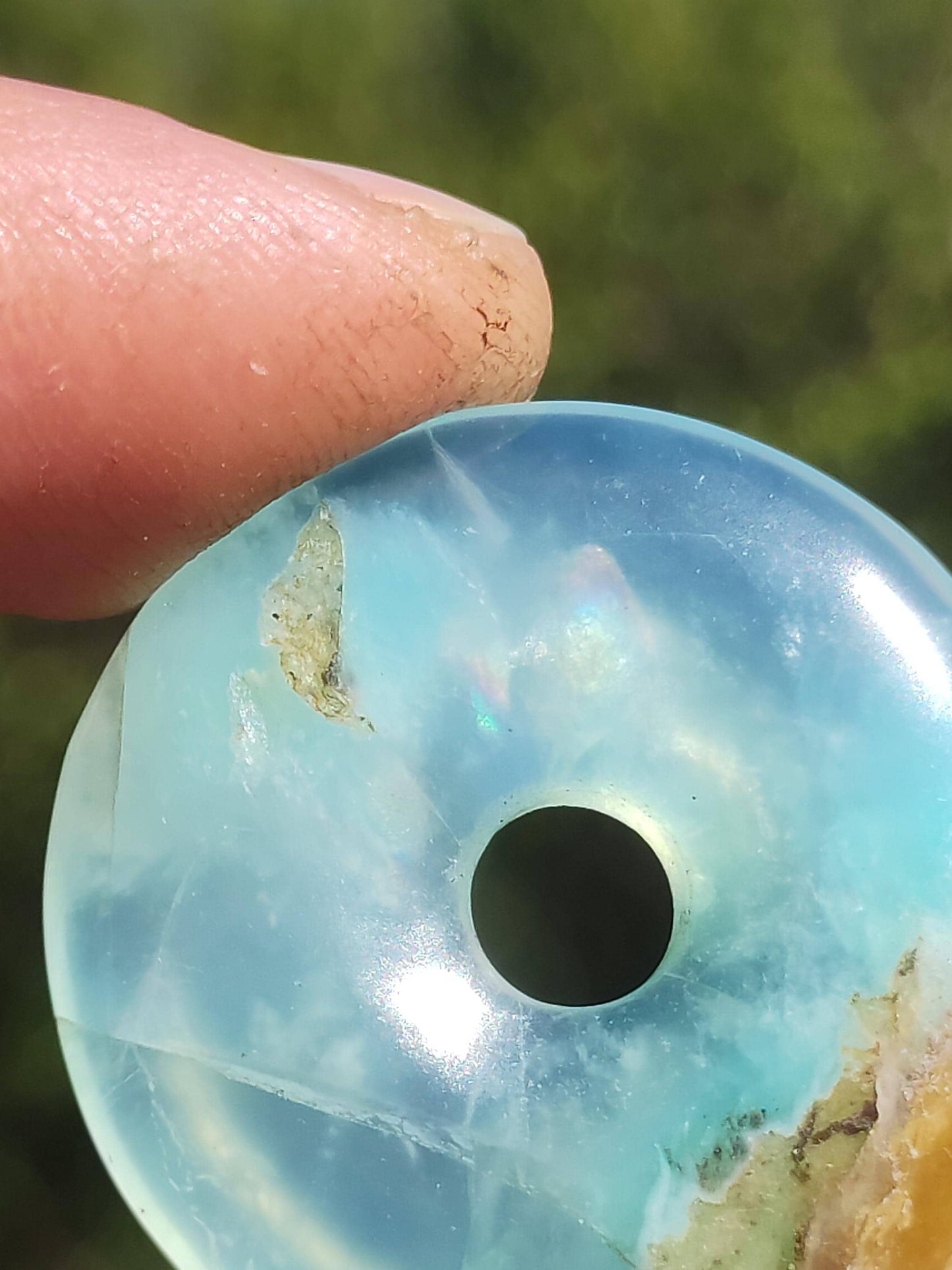 Opale Andine Opale Bleu ~ Collier de pierres précieuses HIPPIE GOA Boho Ethno Nature Donut Protection Symbole Pierre de guérison Chakra Collecteur Minéral Rareté Homme Femme