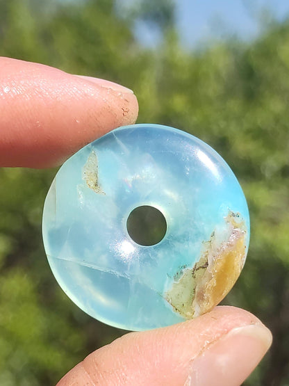 Opale Andine Opale Bleu ~ Collier de pierres précieuses HIPPIE GOA Boho Ethno Nature Donut Protection Symbole Pierre de guérison Chakra Collecteur Minéral Rareté Homme Femme