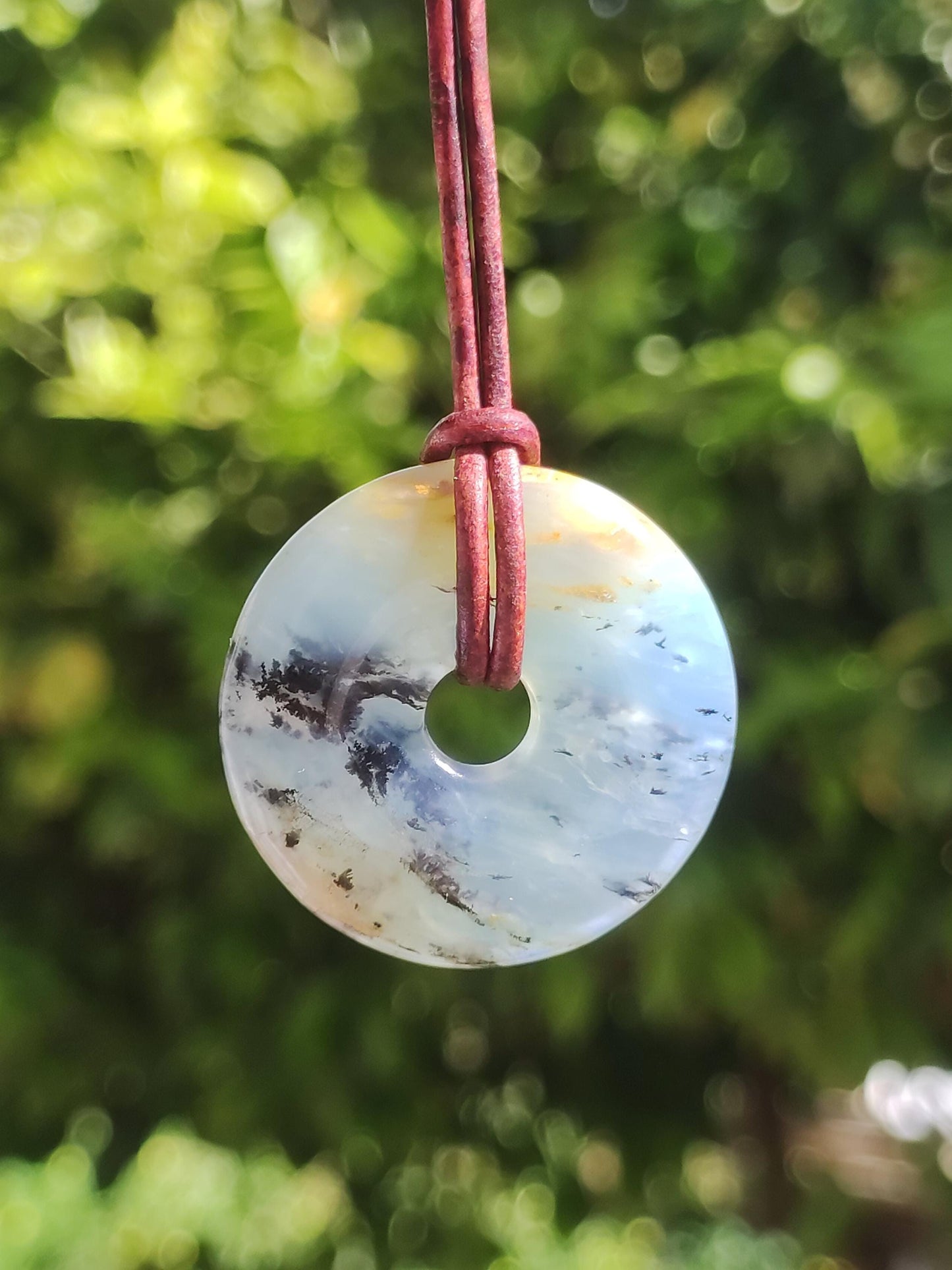 Opale Andine Opale Bleu ~ Collier de pierres précieuses HIPPIE GOA Boho Ethno Nature Donut Protection Symbole Pierre de guérison Chakra Collecteur Minéral Rareté Homme Femme