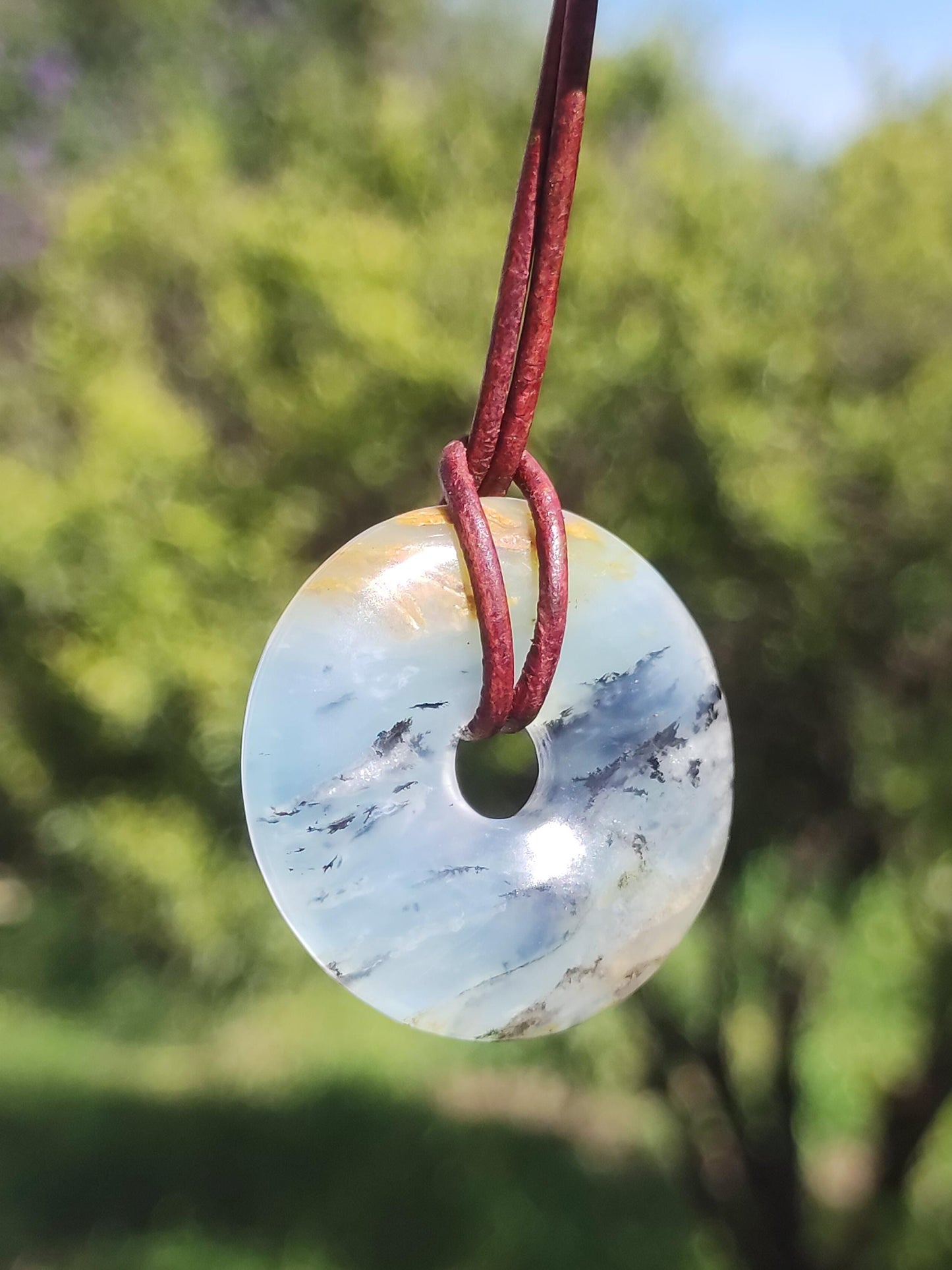 Opale Andine Opale Bleu ~ Collier de pierres précieuses HIPPIE GOA Boho Ethno Nature Donut Protection Symbole Pierre de guérison Chakra Collecteur Minéral Rareté Homme Femme