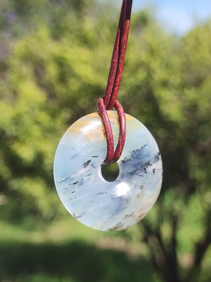 Opale Andine Opale Bleu ~ Collier de pierres précieuses HIPPIE GOA Boho Ethno Nature Donut Protection Symbole Pierre de guérison Chakra Collecteur Minéral Rareté Homme Femme
