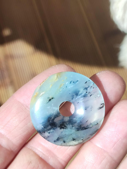 Opale Andine Opale Bleu ~ Collier de pierres précieuses HIPPIE GOA Boho Ethno Nature Donut Protection Symbole Pierre de guérison Chakra Collecteur Minéral Rareté Homme Femme