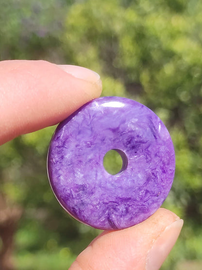 Charoite AAA Donut protecteur - Collier de donuts en pierres précieuses Rareté Symbole de protection rare Pierre de guérison Cristal HIPPIE Boho Ethnique Homme Femme Cadeau Lui Elle